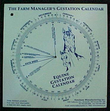 Gestation Calendar Wheel, Horse